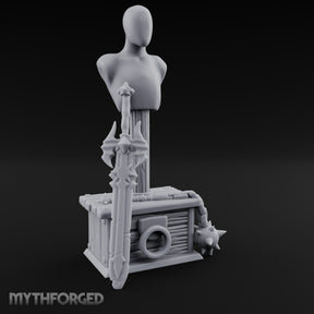 Spike-Bladed Mace-Rested Armory Mannequin Weapon Display