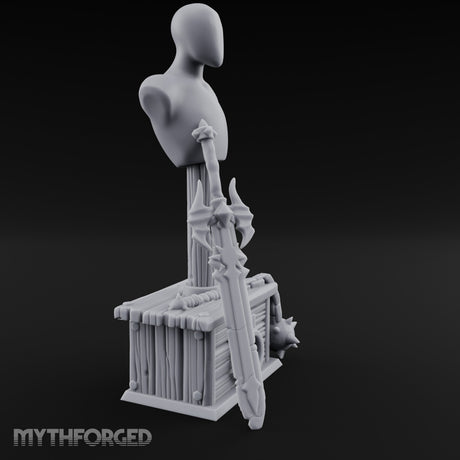 Spike-Bladed Mace-Rested Armory Mannequin Weapon Display Miniature for Dungeons and Dragons, Pathfinder or other TTRPGs