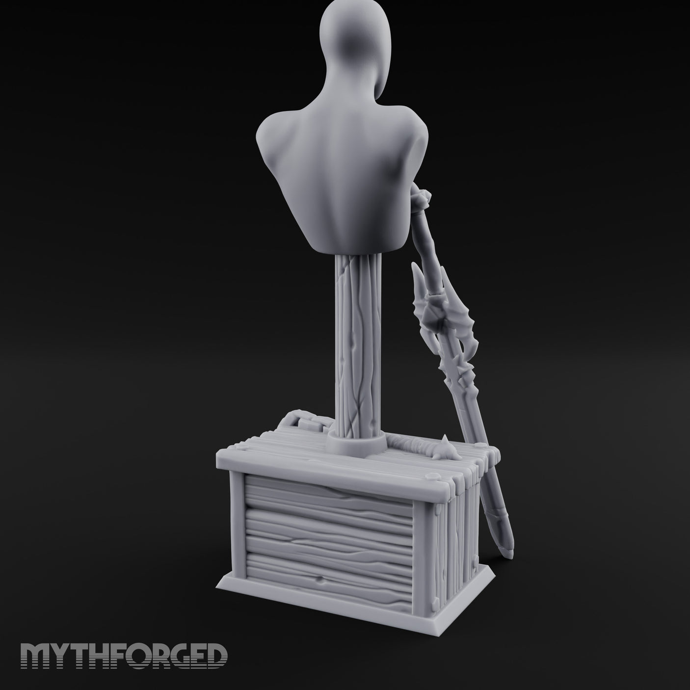 Spike-Bladed Mace-Rested Armory Mannequin Weapon Display gallery 4