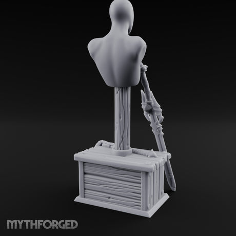 Spike-Bladed Mace-Rested Armory Mannequin Weapon Display Miniature for Dungeons and Dragons, Pathfinder or other TTRPGs