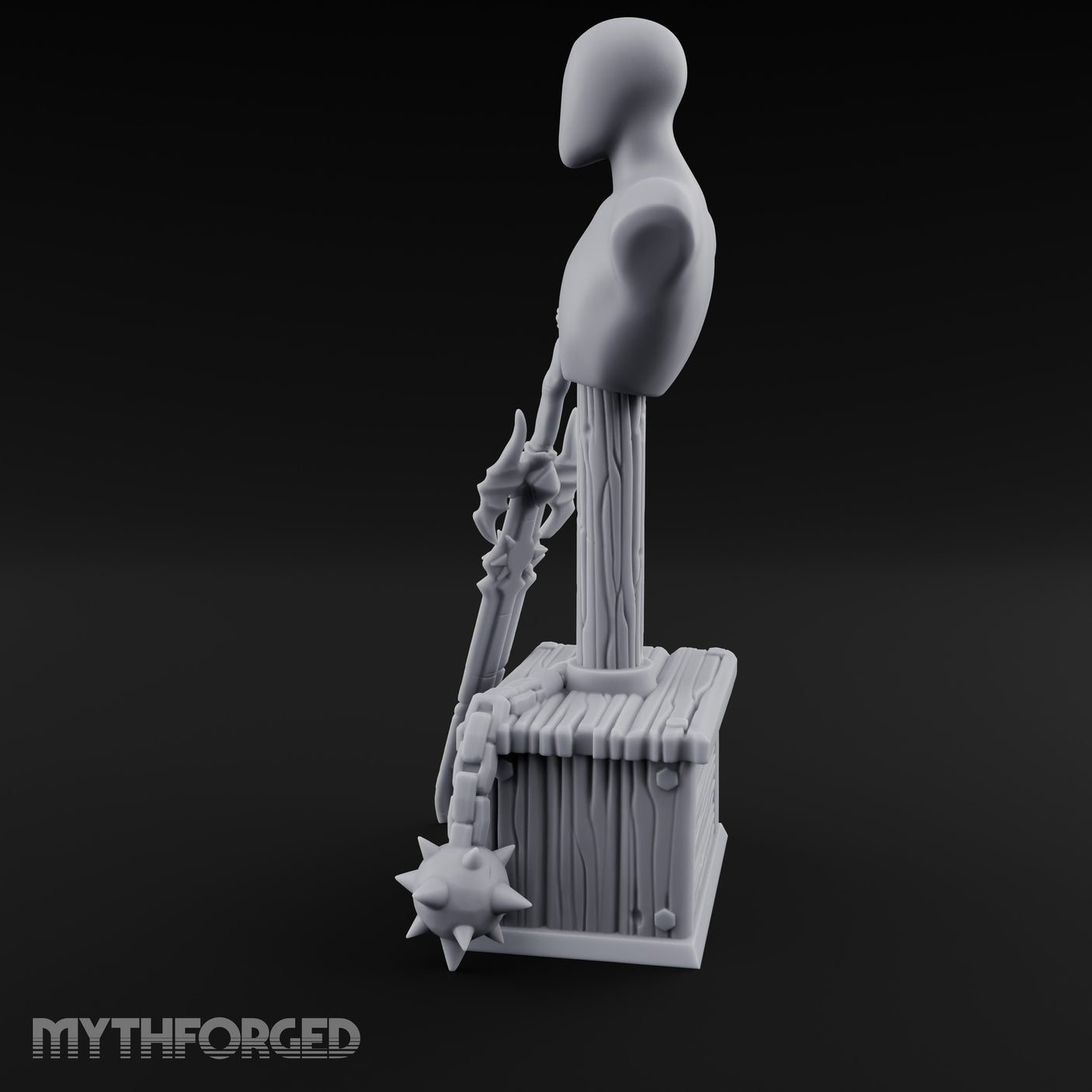 Spike-Bladed Mace-Rested Armory Mannequin Weapon Display gallery 6