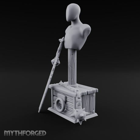 Spike-Bladed Mace-Rested Armory Mannequin Weapon Display Miniature for Dungeons and Dragons, Pathfinder or other TTRPGs