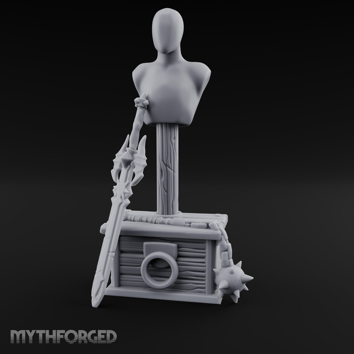Spike-Bladed Mace-Rested Armory Mannequin Weapon Display gallery 8