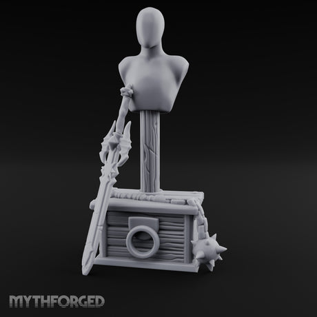 Spike-Bladed Mace-Rested Armory Mannequin Weapon Display Miniature for Dungeons and Dragons, Pathfinder or other TTRPGs