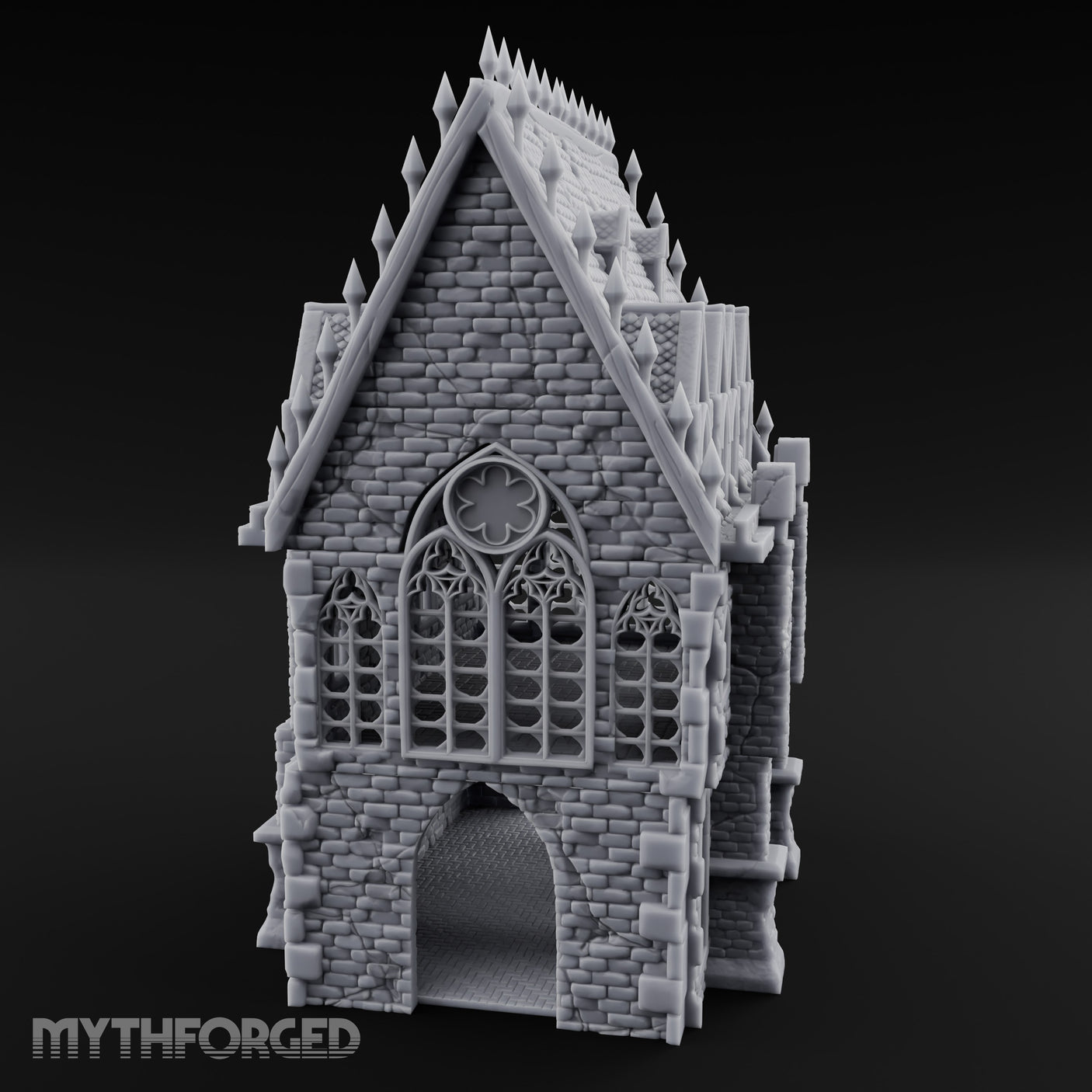 Spike-Crowned Gothic-Arched Cathedral Manor Miniature for Dungeons and Dragons, Pathfinder or other TTRPGs