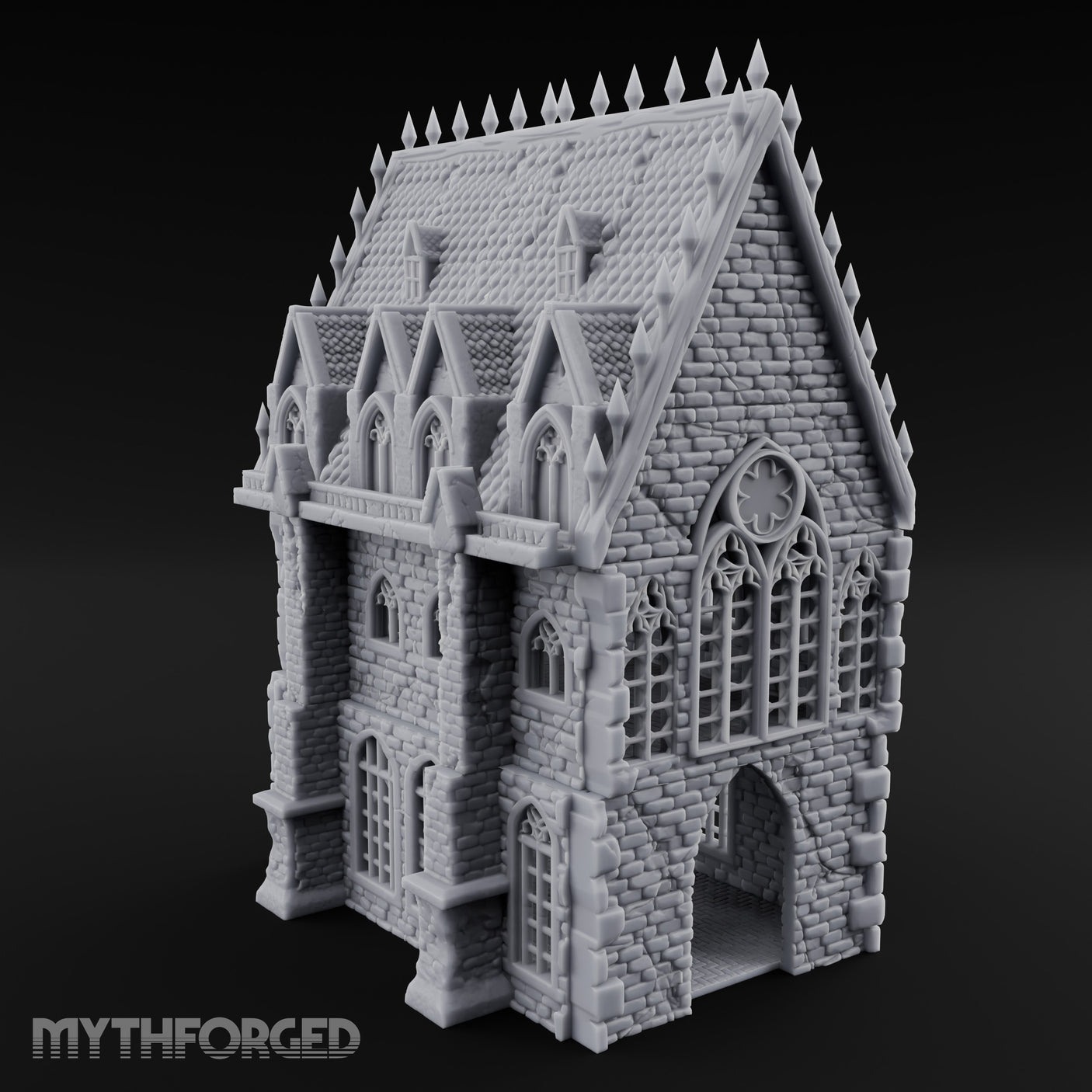Spike-Crowned Gothic-Arched Cathedral Manor Miniature for Dungeons and Dragons, Pathfinder or other TTRPGs