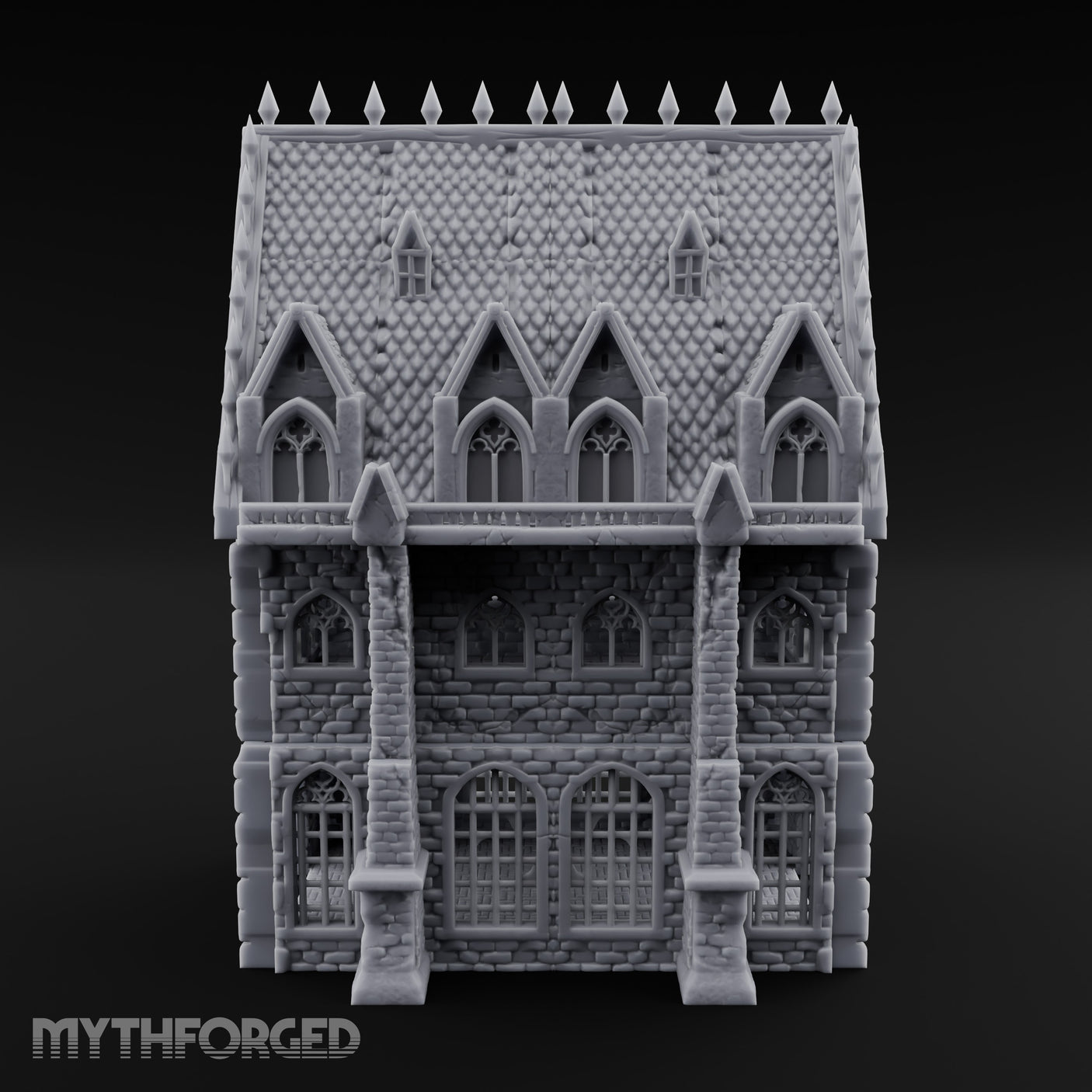 Spike-Crowned Gothic-Arched Cathedral Manor Miniature for Dungeons and Dragons, Pathfinder or other TTRPGs