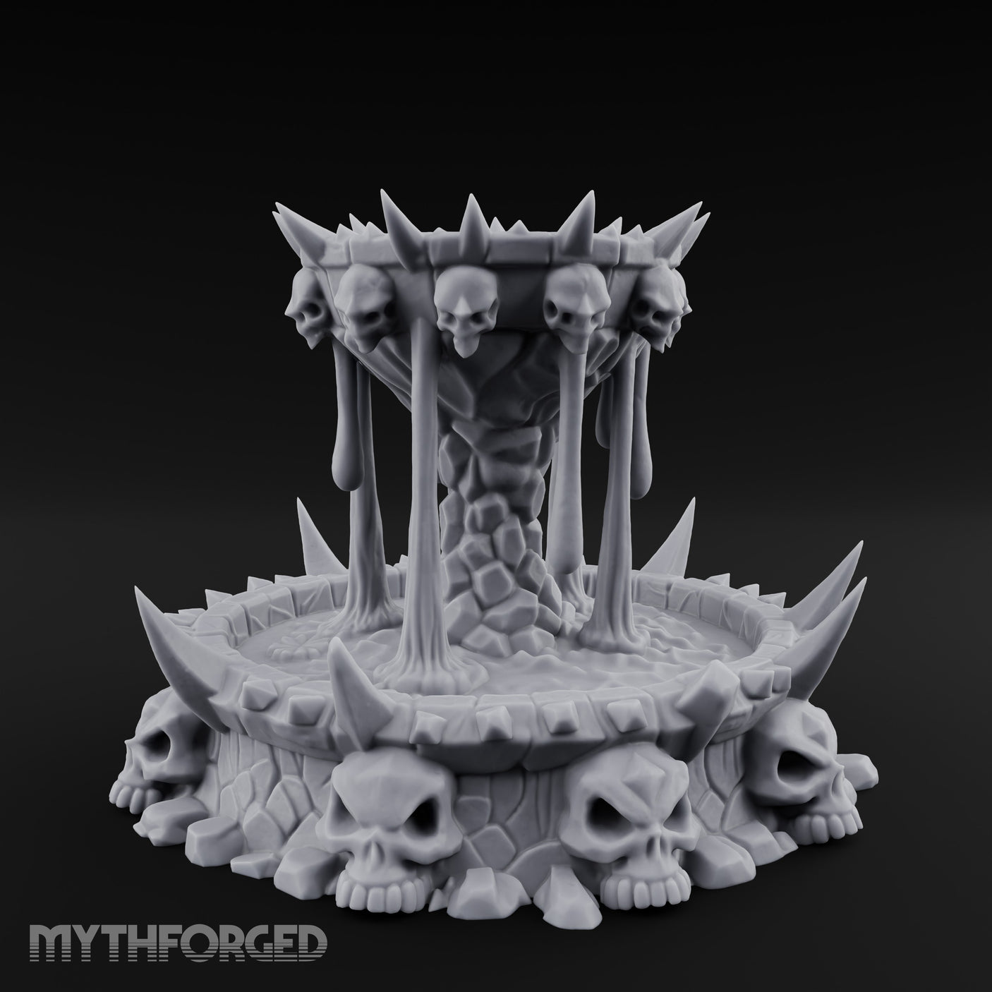 Spike-Crowned Skull-Ringed Necromantic Fountain Miniature for Dungeons and Dragons, Pathfinder or other TTRPGs