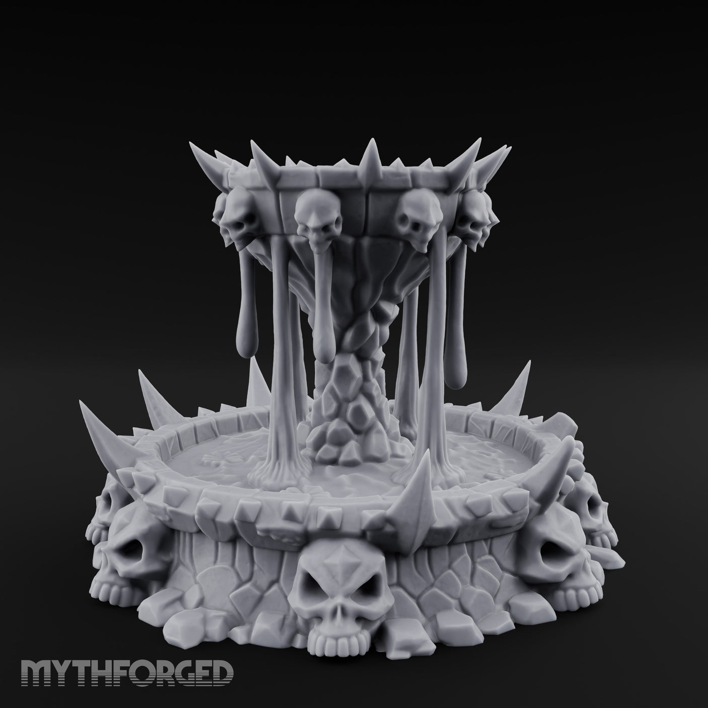 Spike-Crowned Skull-Ringed Necromantic Fountain Miniature for Dungeons and Dragons, Pathfinder or other TTRPGs