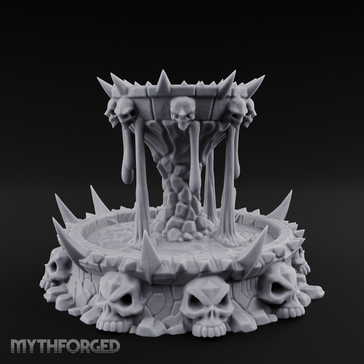 Spike-Crowned Skull-Ringed Necromantic Fountain Miniature for Dungeons and Dragons, Pathfinder or other TTRPGs