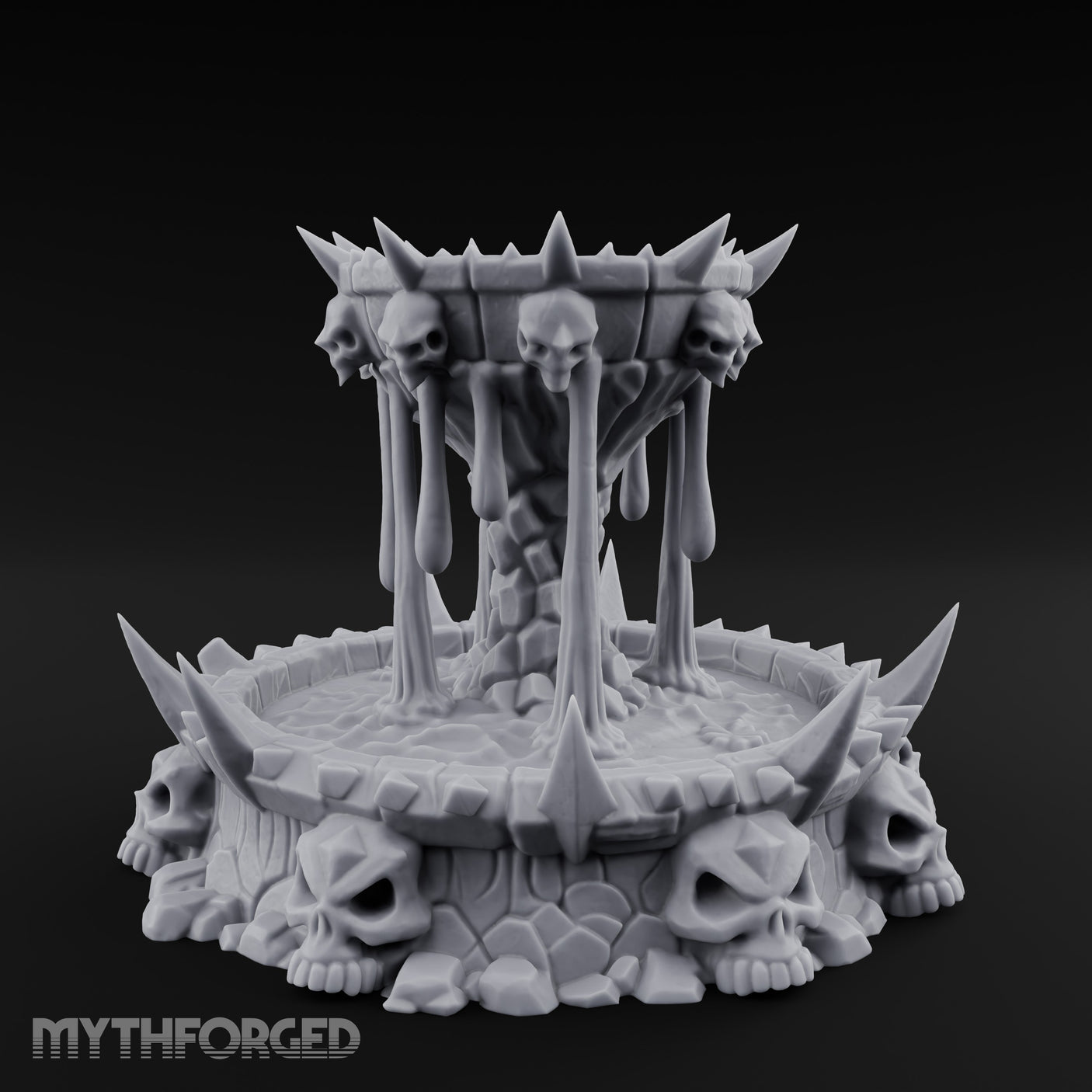 Spike-Crowned Skull-Ringed Necromantic Fountain Miniature for Dungeons and Dragons, Pathfinder or other TTRPGs