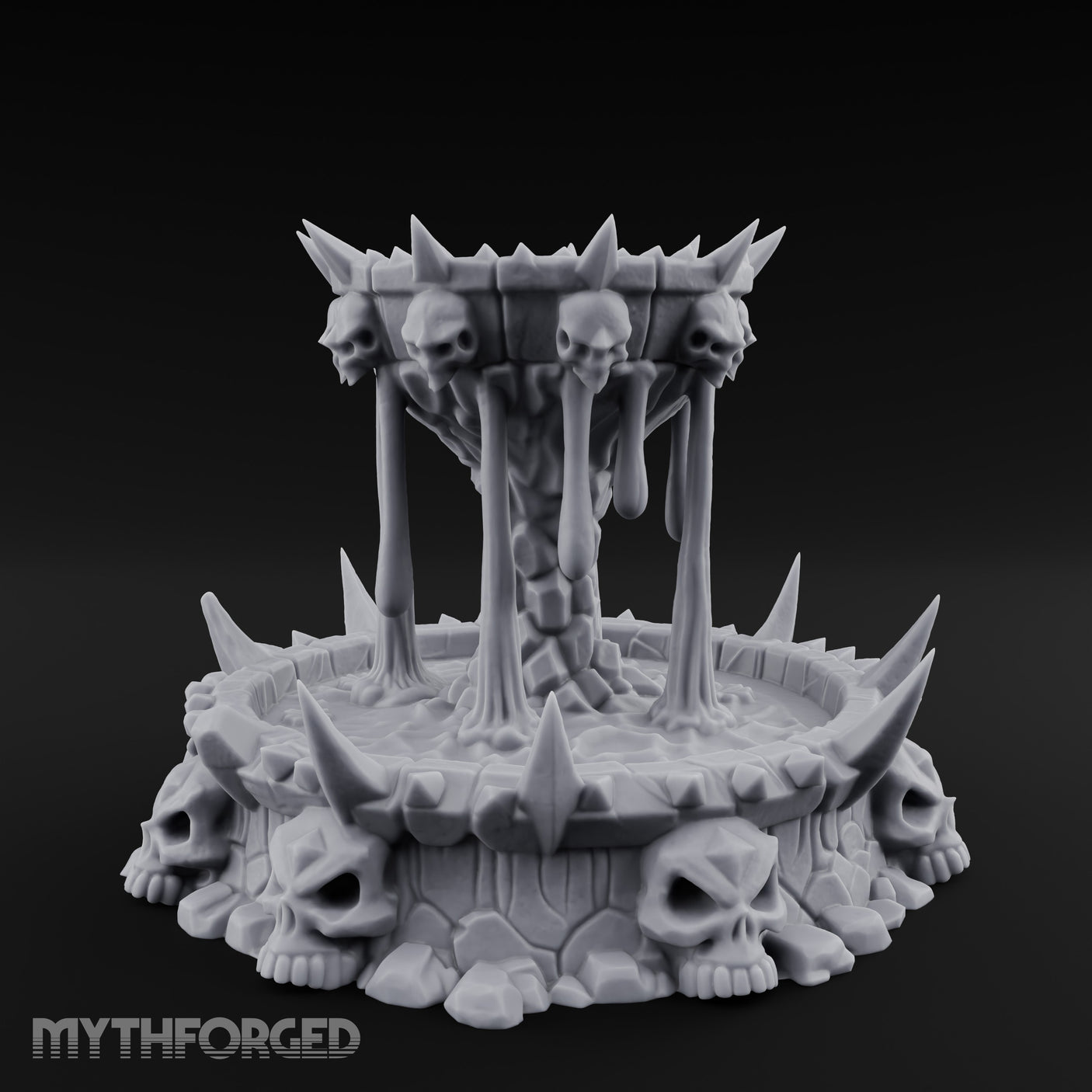 Spike-Crowned Skull-Ringed Necromantic Fountain Miniature for Dungeons and Dragons, Pathfinder or other TTRPGs