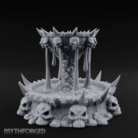 Spike-Crowned Skull-Ringed Necromantic Fountain Miniature for Dungeons and Dragons, Pathfinder or other TTRPGs