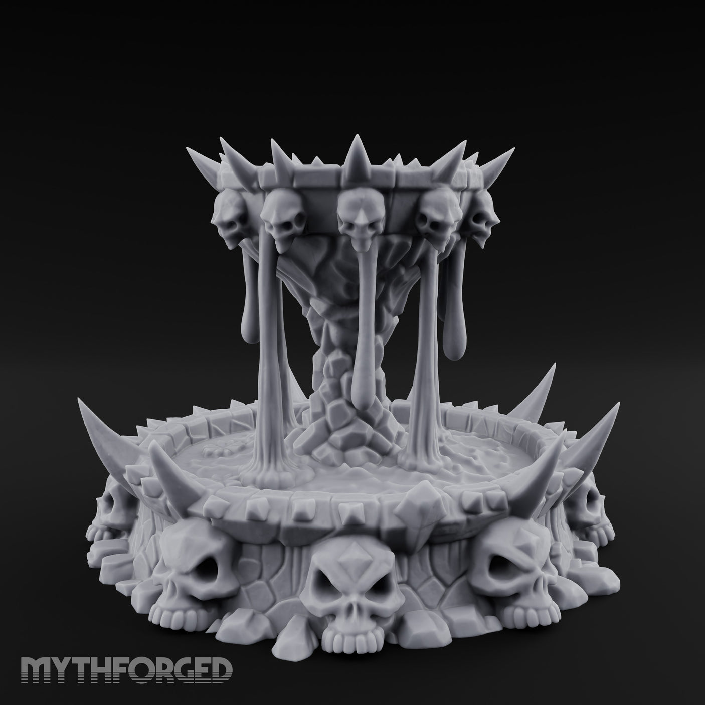 Spike-Crowned Skull-Ringed Necromantic Fountain Miniature for Dungeons and Dragons, Pathfinder or other TTRPGs