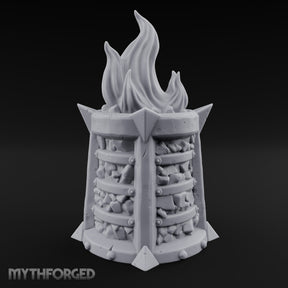 Spike-Finned Coal-Packed Iron Brazier Miniature for Dungeons and Dragons, Pathfinder or other TTRPGs