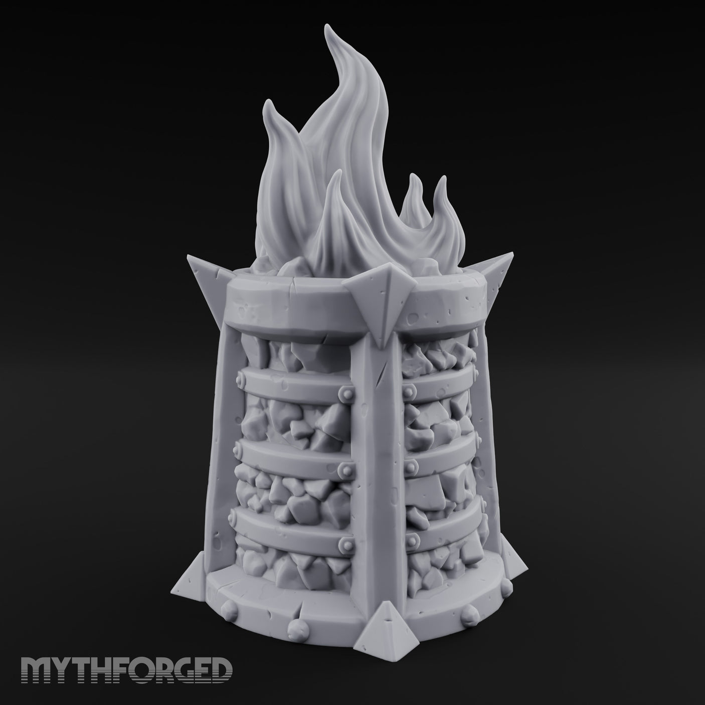 Spike-Finned Coal-Packed Iron Brazier Miniature for Dungeons and Dragons, Pathfinder or other TTRPGs