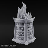 Spike-Finned Coal-Packed Iron Brazier Miniature for Dungeons and Dragons, Pathfinder or other TTRPGs