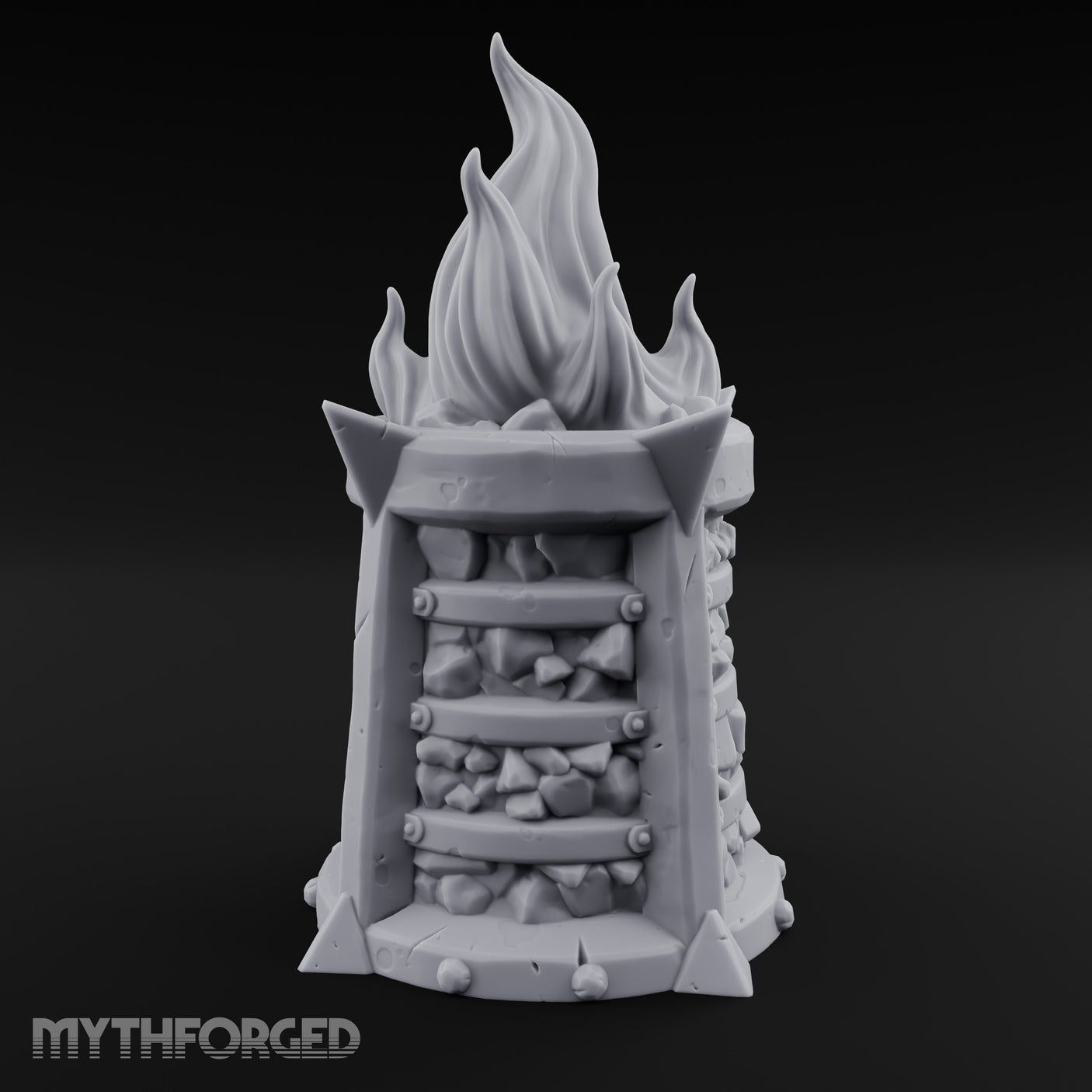 Spike-Finned Coal-Packed Iron Brazier Miniature for Dungeons and Dragons, Pathfinder or other TTRPGs