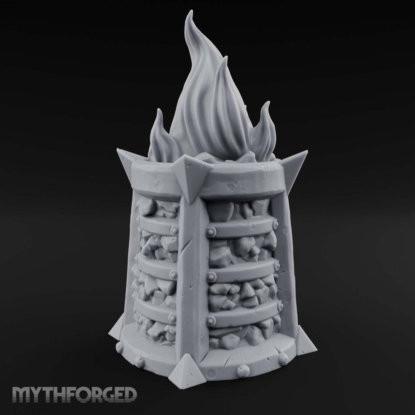 Spike-Finned Coal-Packed Iron Brazier Miniature for Dungeons and Dragons, Pathfinder or other TTRPGs
