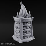 Spike-Finned Coal-Packed Iron Brazier Miniature for Dungeons and Dragons, Pathfinder or other TTRPGs