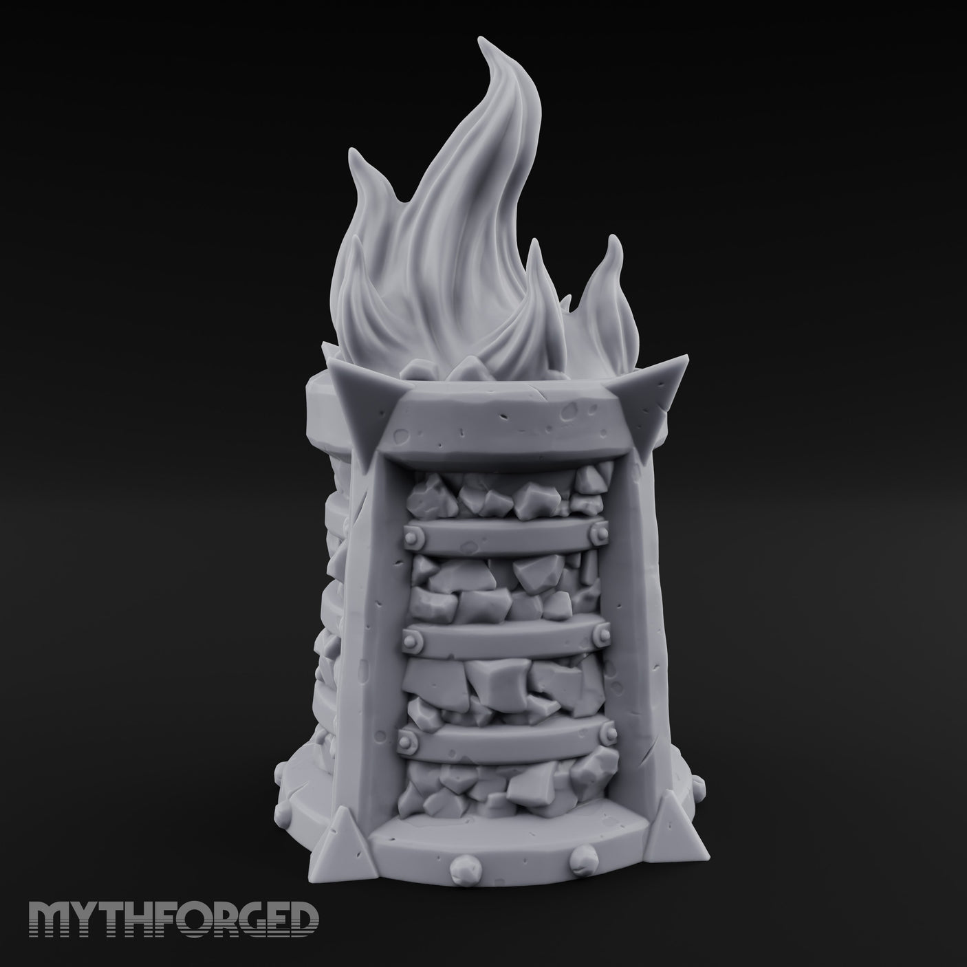 Spike-Finned Coal-Packed Iron Brazier Miniature for Dungeons and Dragons, Pathfinder or other TTRPGs