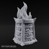 Spike-Finned Coal-Packed Iron Brazier Miniature for Dungeons and Dragons, Pathfinder or other TTRPGs