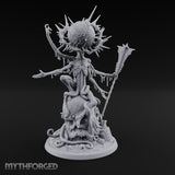 Spike Headed Staff Wielding Demon Witch — Huge - 3" Base