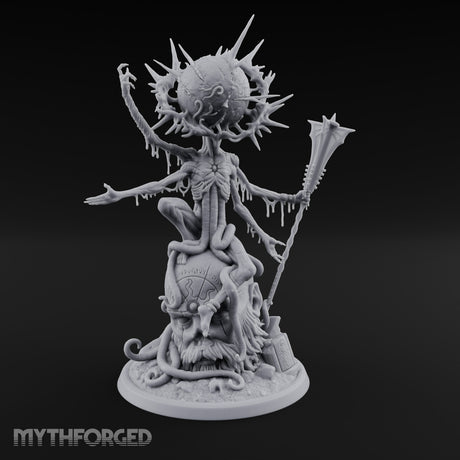 Spike Headed Staff Wielding Demon Witch — Huge - 3" Base