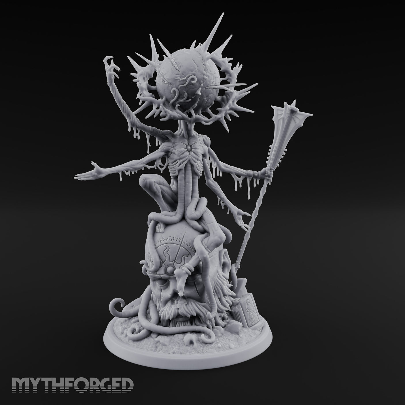 Spike Headed Staff Wielding Demon Witch — Gargantuan - 4" Base