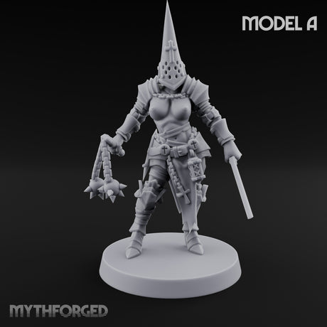 Spike Helmed Mace Swinging Anointed Warrior A Miniature for Dungeons and Dragons, Pathfinder or other TTRPGs