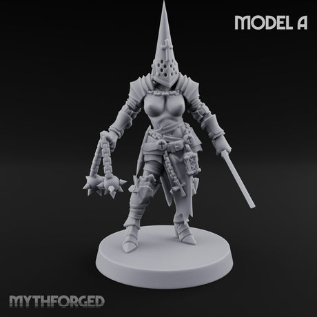 Spike Helmed Mace Swinging Anointed Warrior A Miniature for Dungeons and Dragons, Pathfinder or other TTRPGs