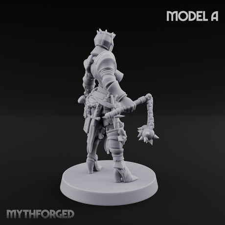Spike Helmed Mace Swinging Anointed Warrior A Miniature for Dungeons and Dragons, Pathfinder or other TTRPGs