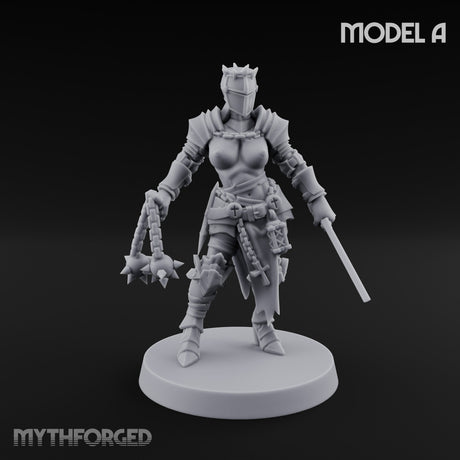 Spike Helmed Mace Swinging Anointed Warrior A Miniature for Dungeons and Dragons, Pathfinder or other TTRPGs