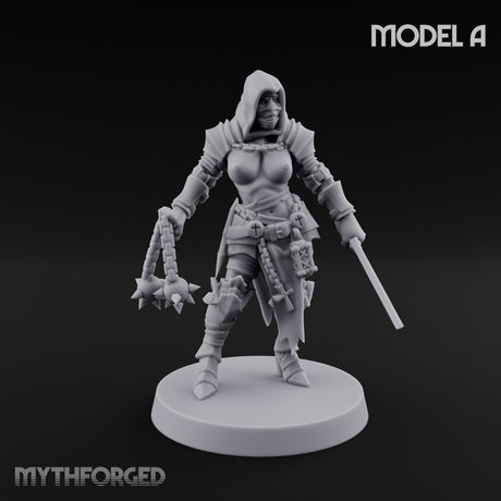 Spike Helmed Mace Swinging Anointed Warrior A Miniature for Dungeons and Dragons, Pathfinder or other TTRPGs