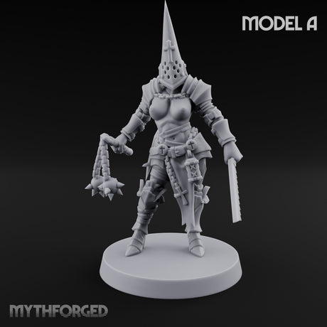 Spike Helmed Mace Swinging Anointed Warrior A Miniature for Dungeons and Dragons, Pathfinder or other TTRPGs