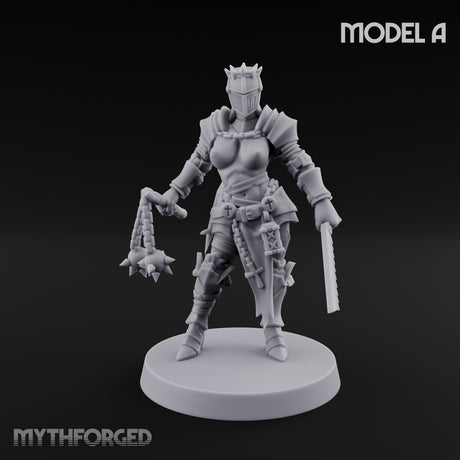 Spike Helmed Mace Swinging Anointed Warrior A Miniature for Dungeons and Dragons, Pathfinder or other TTRPGs