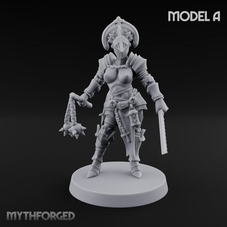 Spike Helmed Mace Swinging Anointed Warrior A Miniature for Dungeons and Dragons, Pathfinder or other TTRPGs
