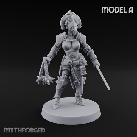 Spike Helmed Mace Swinging Anointed Warrior A Miniature for Dungeons and Dragons, Pathfinder or other TTRPGs