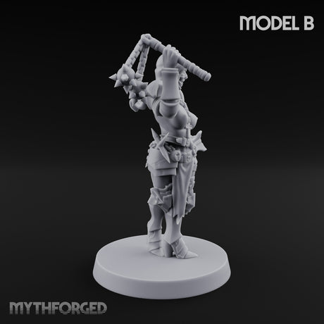 Spike Helmed Mace Swinging Anointed Warrior B Miniature for Dungeons and Dragons, Pathfinder or other TTRPGs