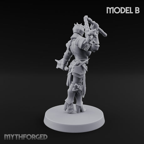 Spike Helmed Mace Swinging Anointed Warrior B Miniature for Dungeons and Dragons, Pathfinder or other TTRPGs