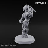 Spike Helmed Mace Swinging Anointed Warrior B Miniature for Dungeons and Dragons, Pathfinder or other TTRPGs