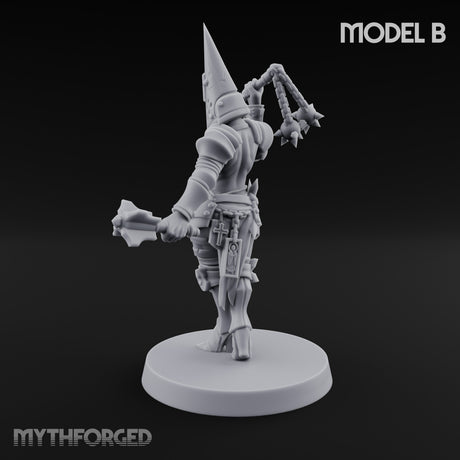 Spike Helmed Mace Swinging Anointed Warrior B Miniature for Dungeons and Dragons, Pathfinder or other TTRPGs