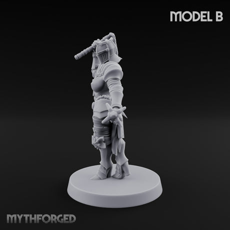 Spike Helmed Mace Swinging Anointed Warrior B Miniature for Dungeons and Dragons, Pathfinder or other TTRPGs
