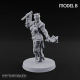 Spike Helmed Mace Swinging Anointed Warrior B Miniature for Dungeons and Dragons, Pathfinder or other TTRPGs
