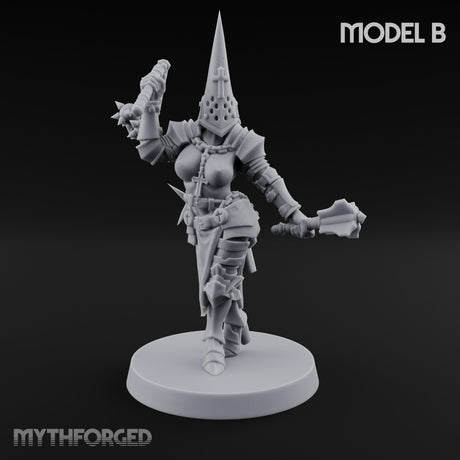 Spike Helmed Mace Swinging Anointed Warrior B Miniature for Dungeons and Dragons, Pathfinder or other TTRPGs