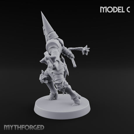 Spike Helmed Mace Swinging Anointed Warrior C Miniature for Dungeons and Dragons, Pathfinder or other TTRPGs