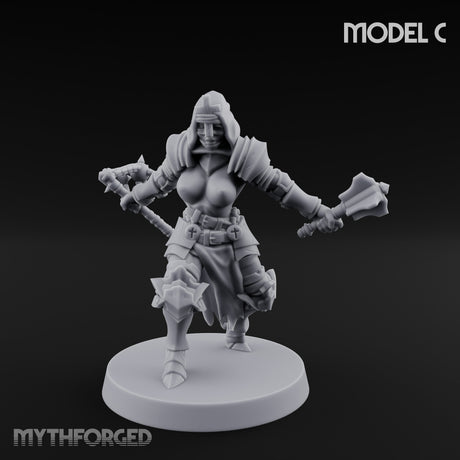 Spike Helmed Mace Swinging Anointed Warrior C Miniature for Dungeons and Dragons, Pathfinder or other TTRPGs