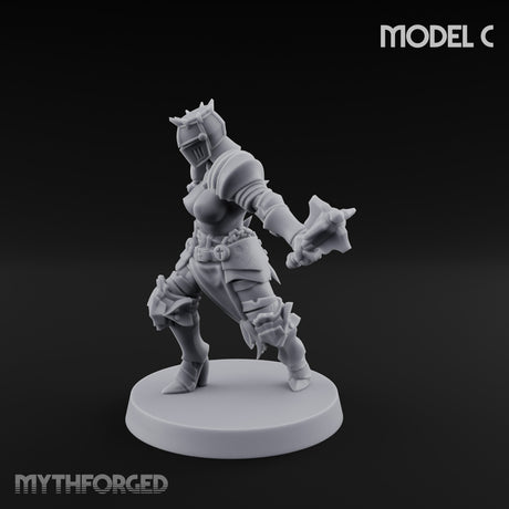 Spike Helmed Mace Swinging Anointed Warrior C Miniature for Dungeons and Dragons, Pathfinder or other TTRPGs