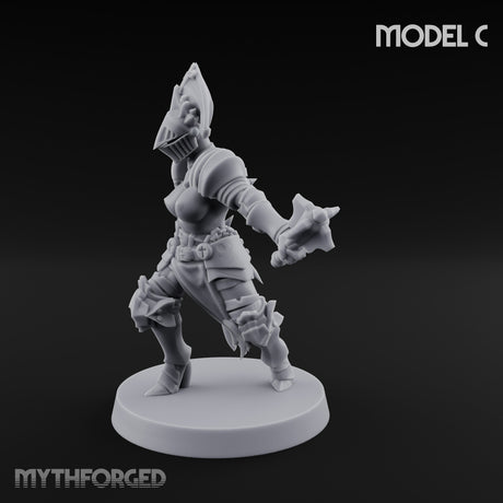 Spike Helmed Mace Swinging Anointed Warrior C Miniature for Dungeons and Dragons, Pathfinder or other TTRPGs