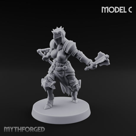 Spike Helmed Mace Swinging Anointed Warrior C Miniature for Dungeons and Dragons, Pathfinder or other TTRPGs